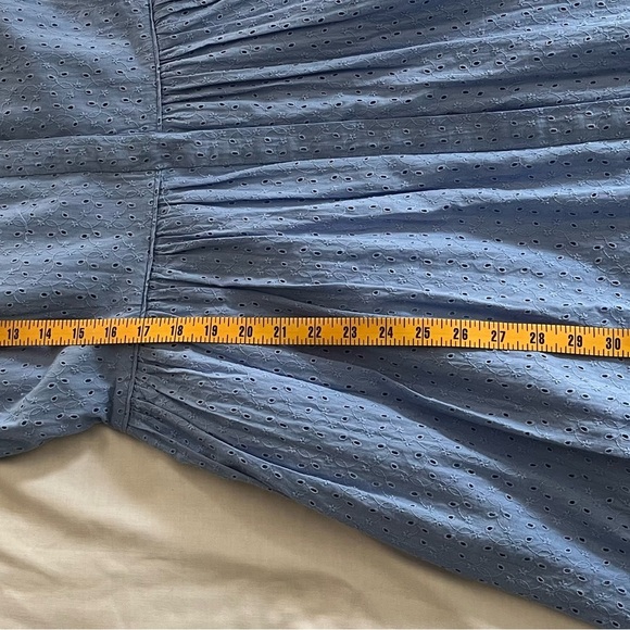 J. Crew Factory Button Up Cotton Eyelet Knee Length Sleeveless Blue Dress Sz 14 - Picture 15 of 16